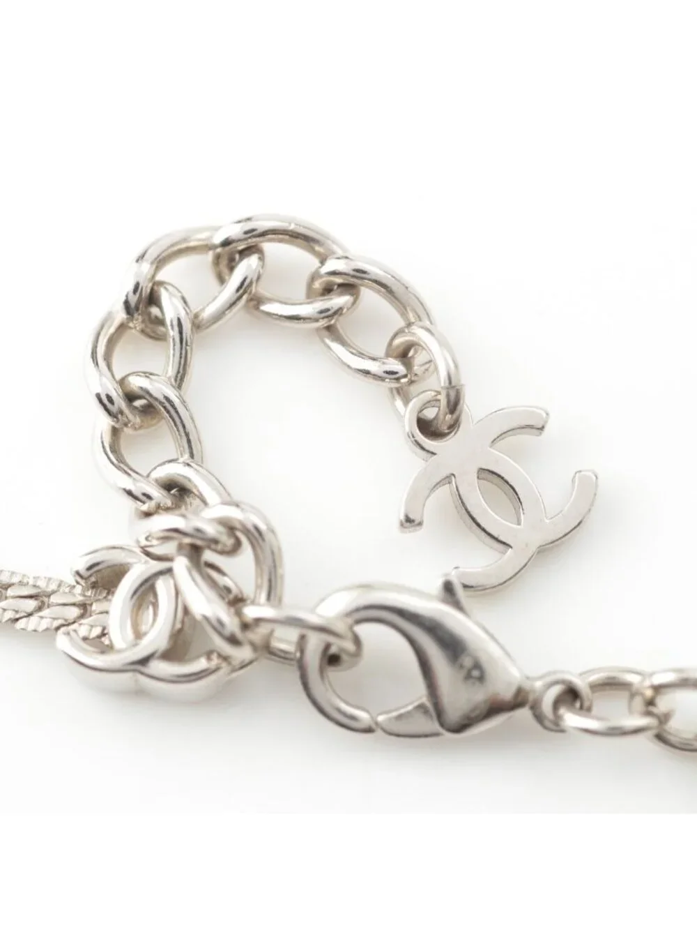 Chanel Multi CC Logo Chain Long Necklace Silver